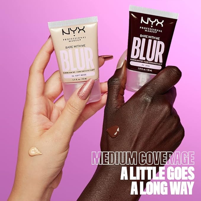NYX PROFESSIONAL MAKEUP Bare With Me Blur Skin Tint Foundation Make Up with Matcha, Glycerin & Niacinamide - Warm Honey