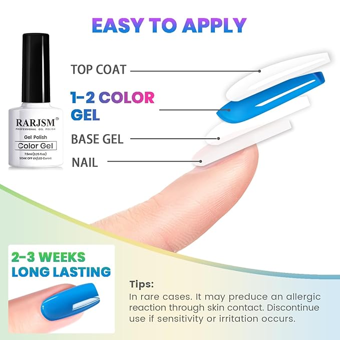 RARJSM Neon Jelly Gel Nail Polish Set 6pcs Clear Crytal Glass Yellow Blue Green Red Pink Purple Transparent Sheer Gel Varnish LED UV Curing Requires French Manicure Soad off Summer Iridescent Colors