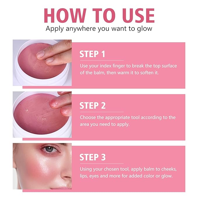 KYDA Miracle Glow Balm, Glow Tinted Blush Balm, Multiuse Face Balm for Cheek Lips Eyes, Hydrating Cream Blush, Blendable Lightweight, Shimmer Blusher, Earth Rose, 1.76 oz