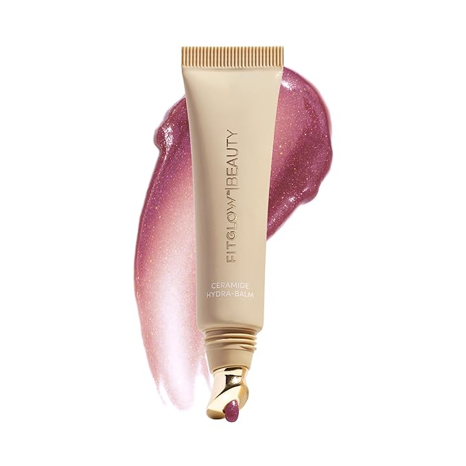 Fitglow Beauty Ceramide Hydra-Balm Lip Gloss | Hydrating Lip Serum with Peptides & Glutathione | Plumping & Anti-Aging Lip Skincare | Dry & Chapped Repair | Vegan & Cruelty-Free | 12g - Plum Dew