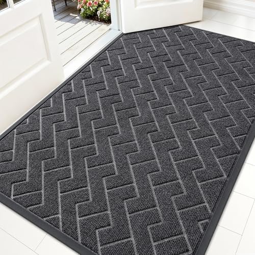 OLANLY Front Door Mat Outside 59x34, All-Season Absorbent Rubber Doormat by OLANLY
