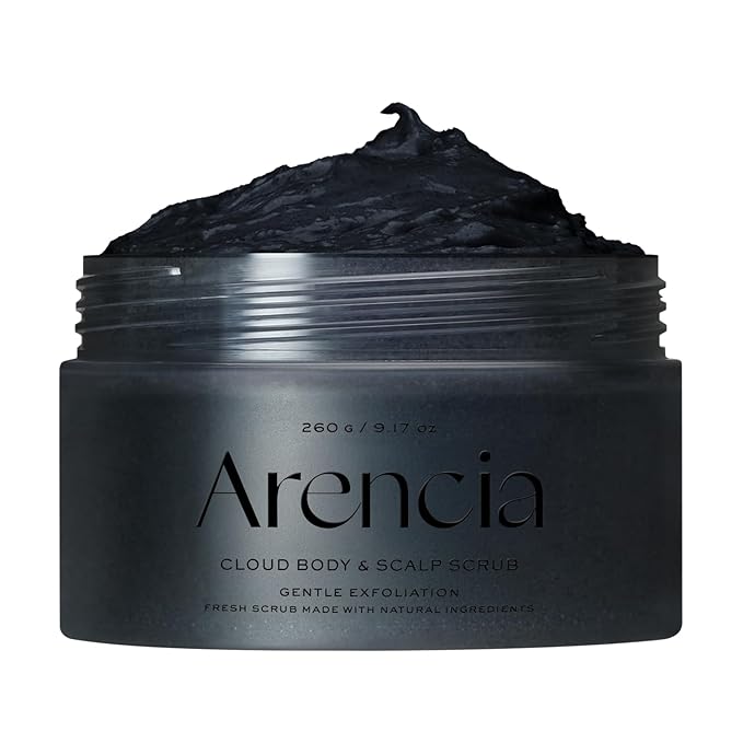 Fresh Cloud Sea Salt Body & Scalp Scrub (Black) - Exfoliant, Bump Eraser For Silky Smooth Skin, Korean Skin Care