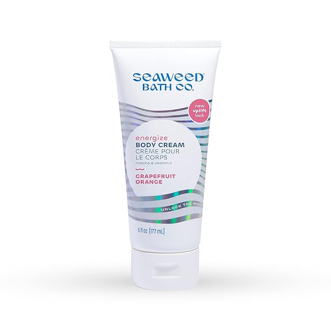 Seaweed Bath Co. Energize Body Cream - Grapefruit Orange | Hand and Body Lotion with Vitamin C, Hyaluronic Acid and Shea Butter | Invigorating Moisturizer For Dry Skin | 6 oz