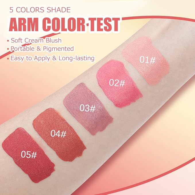 Velvet Liquid Blush, Natural Matte Finish Looking, Dewy Cheek Tint, Soft Cream Face Blush,Moisturizing Lightweight Blendable Feel,Long-Lasting 0.25 oz/7.5ml - 05#