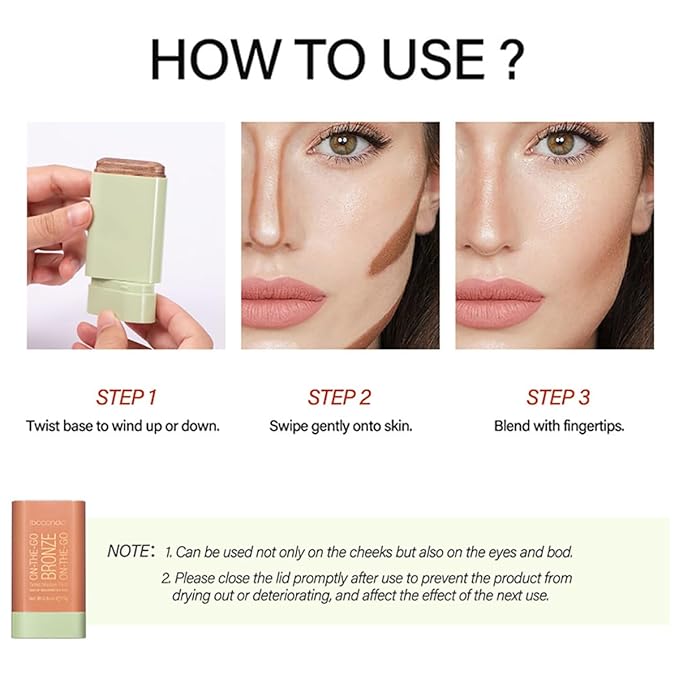 Multi-Use Makeup Blush Stick, Cream Blush Stick, Tinted Solid Moisturizer Stick for Cheek & Eyes & Lips, Waterproof Natural Nude Makeup, Suitable for All Skin (2#Soft Glow)
