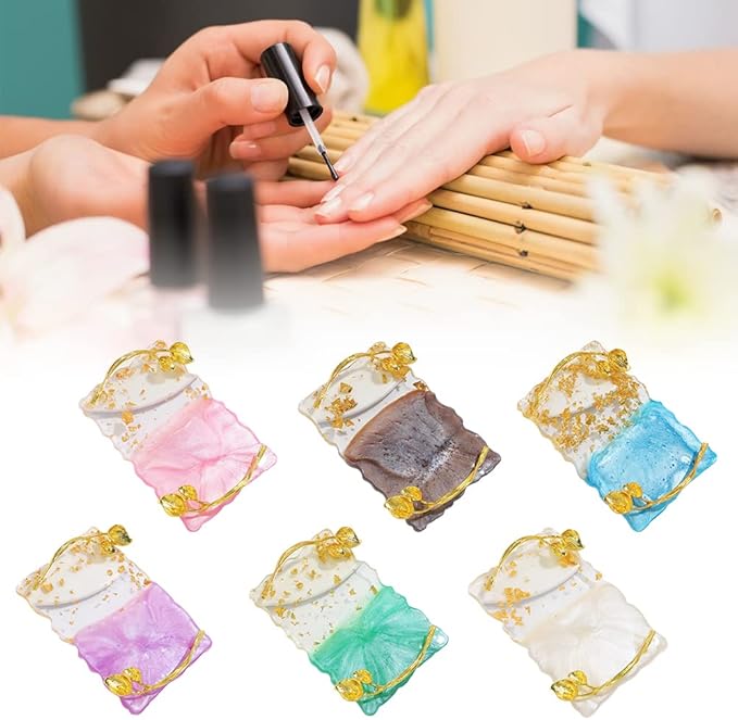 Resin Nail Art Palette, Nail Art Painting Palettes with Nail Palette Stirring Rod Gold Edge Nail Holder Nail Art Display Board Fashion Delicate Nail Tool Accessories, Type 1