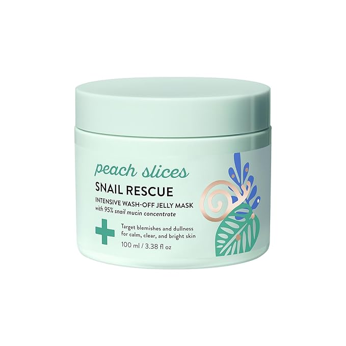Peach Slices | Snail Rescue Intensive Treatment Wash-Off Face Mask | 95% Snail Mucin | For Dark Spots & Blemishes | Refreshing & Calming Mask | Clear, Radiant, & Hydrated Skin | Skin Care | 3.38 oz