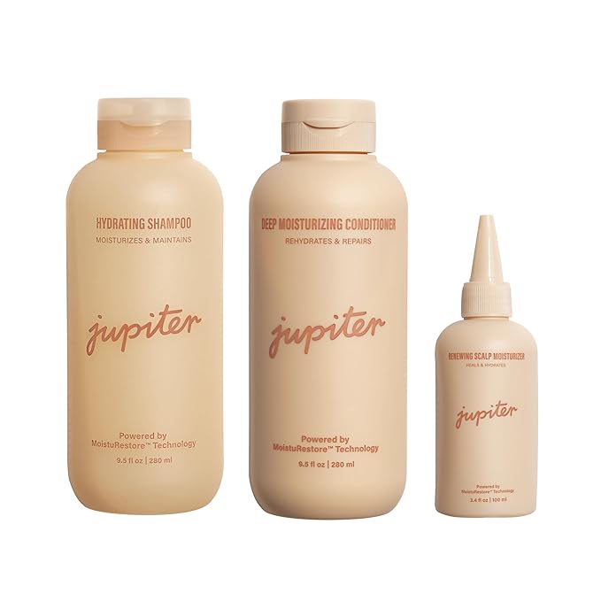 Jupiter Hydrating Shampoo, Deep Conditioner, & Scalp Moisturizer, Moisture Renewal Trio, Physician-Formulated for Dry, Itchy, Tight Scalp Care, Color-Safe, Sulfate-Free, Hydrating Scalp Solution