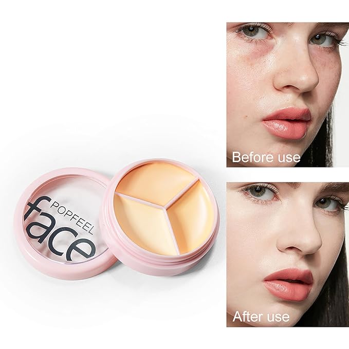 Concealer Cream Palette with 11 Pcs Premium Makeup Brush Set, 3 Color Waterproof Long-Lasting Full Face Cosmetics Cream Concealer Kit for Light Fair Skin, Women Birthday Makeup Gift Idea