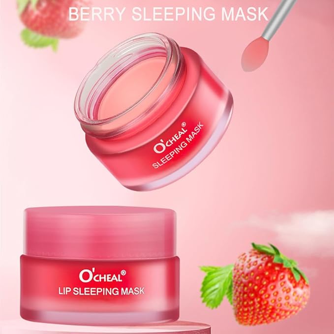 Lip Sleeping Mask 20g - Nourish & Hydrate Lip Mask Night Treatment Lip Balm Skin Care Lip Moisturizer Sleep Mask Repair Chapped Cracked Lips Dry Lips for Girls, Women and Men (Berry)