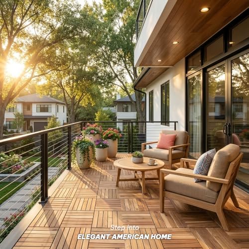 Acacia Interlocking Deck Tiles, 6 Slats - Image 5