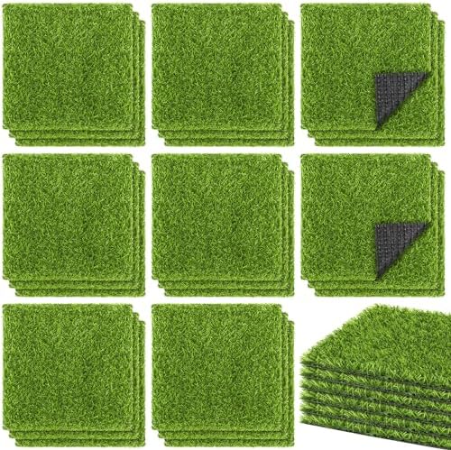 TURSTIN 30 Pcs Artificial Grass Mat, 12 x 12 Inch Synthetic Turf Squares by TURSTIN
