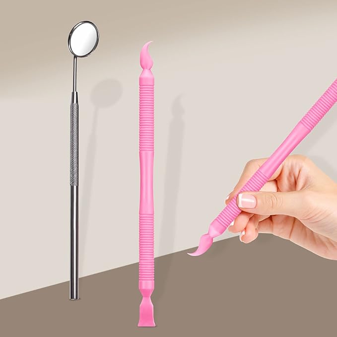 Libeauty Pink Eyelash Lift Tool, Lash Extension Supplies Metal Makeup Mirror, Lash Lifting Applicator Brush Needle for Salon or Home Use