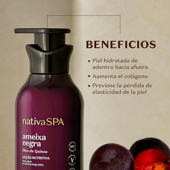 Nativa SPA by O Boticário, Black Plum Moisturizing Body Lotion, Long-Lasting Hydration and Lightweight, Fragranced Moisturizer, 13.5 Ounce