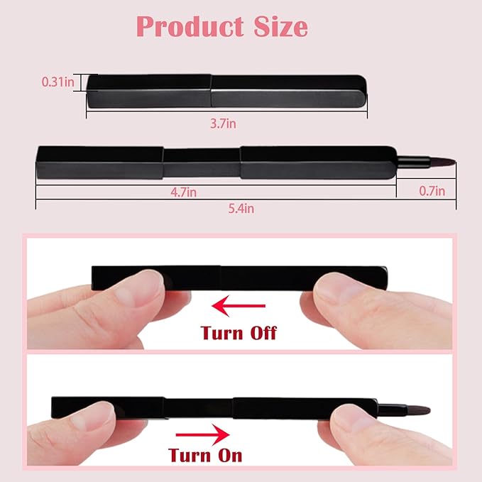 Lip Applicator Brush - 3 Pack Exquisite Professional Dustproof Retractable Lip Brush - Makeup Lipstick Lip Gloss Applicators (Black, Silver and Jewelry Red)