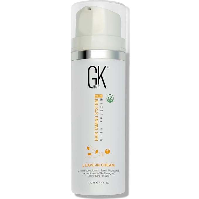 GK HAIR Global Keratin Leave In Conditioner Cream (4.4 Fl Oz/130ml) Conditioning Hydrating Smoothing Moisturizing & Frizz Control For Dry Damaged Hair Taming before Swimming or Exercise