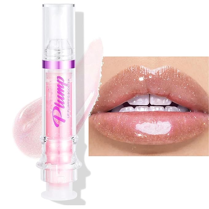 Lip Plumper 6 Colors Moisturizing Glossy Plumping Lip Gloss Long Lasting Hydrating Natural Lip Plumper for Women Girls (Color 02)