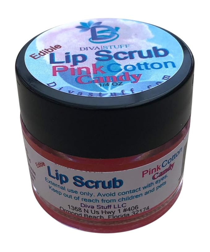 Diva Stuff Ultra Hydrating Lip Scrub for Soft Lips, Gentle Exfoliation, Moisturizer & Conditioner, Pink Cotton Candy – ¼ oz (Made in the USA)