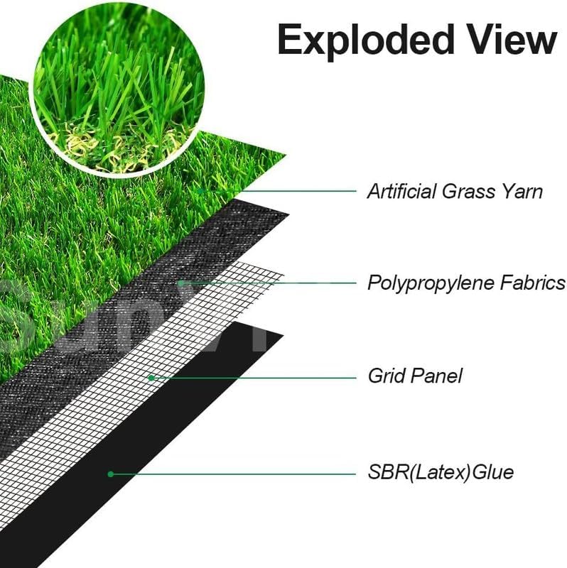 Fas Home Artificial Grass Turf 15FTx47FT, 1.38" Pile Height Realistic Synthetic - Image 4