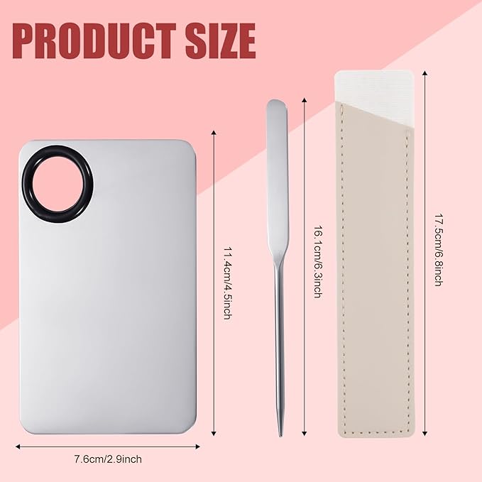 Foundation Spatula, Stainless Steel Makeup Mixing Palette with Makeup Spatula Korean Reusable Cosmetic Spatula Tool for DIY Liquid Foundation Nail Polish Contour Primer