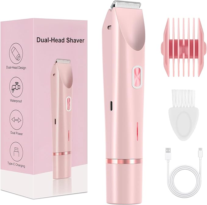 2025 New Bikini Trimmer for Women,Dermave Bikini Shaver,2-in-1 Electric Razors for Women(Pink)