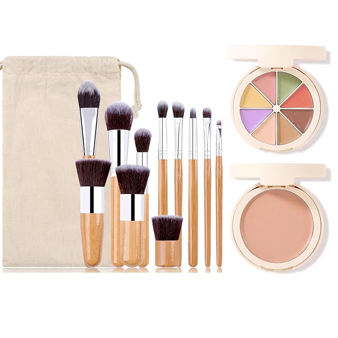 Professional Makeup Cream Contour Palette, Joyeee 8 Colours Concearler Full Coverage & Makeup Brush Set Contour Concearler Palette Contouring Face Make Up Gift for Women Girls
