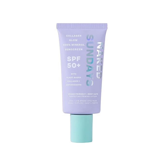 Naked Sundays SPF 50 Daily Facial Moisturizer, All-in-one Mineral Sunscreen, Face Lotion, Makeup Primer with Broad Spectrum UVA/UVB + Zinc Oxide, 50ml