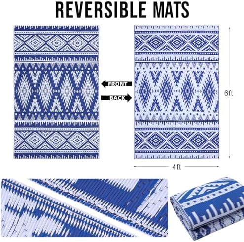 OLANLY Outdoor Rug 4x6 ft Waterproof Reversible Boho Mat - Image 2