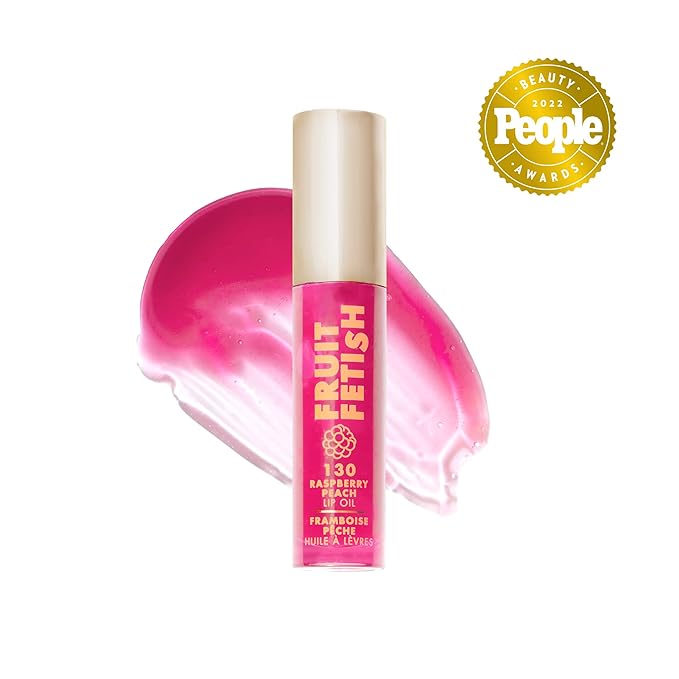 Milani Fruit Fetish Lip Oil with Vitamin E for Instant Hydration, Fruit Extract Infused Lip Treatment and Moisturizing Lip Gloss - Raspberry Peach