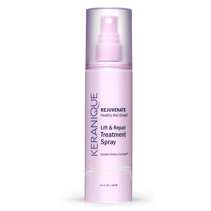 Keranique Hair Thickening Spray for Instant Volume, Texture & Lift for Fine Hair - Heat Damage Protectant With Keratin 6.8 oz
