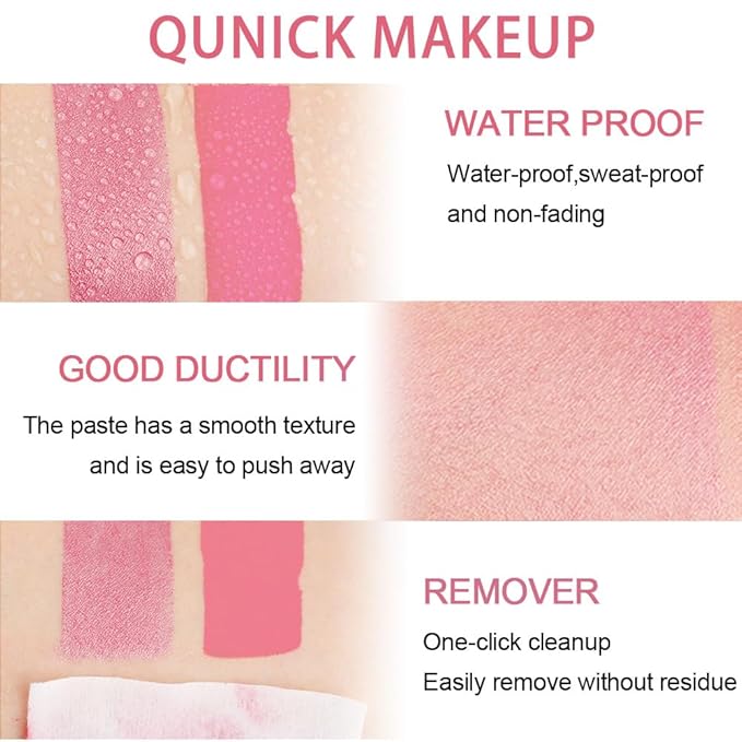 evpct 2Pcs Shimmer Pink Rose Cream Blush Stick for Cheeks Lips Tint Eyes Contour Highlighter Makeup Sticks Lightweight Hydrating formula rubor en crema para los cachetes 01 Dainty & 05 Sweet Heart