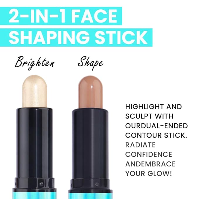 evpct 2in1 Face Shaping & Contouring Stick Cream Contour Concealer Bronzer Stick Makeup Kit for Beginner Face Highlighter Makeup Stick contorno maquillaje de maquillaje profesional,NEW Universal Light