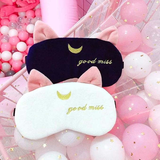 2PCS Eye Mask for Sleeping Cute Sailor Moon Natural Sleep Eye Mask Eyeshade Cover Shade Eye Patch Soft Portable Blindfold Travel Eyepatch for Girls Boys Women Men