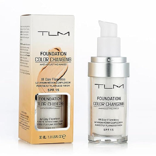 TLM Foundation Color Changing,TLM Colour Changing Liquid Foundation Hides Wrinkles & Lines,BB Cream Makeup Base Concealer Cover Moisturizing Fluid for all Skin Tone SPF15(30ML)
