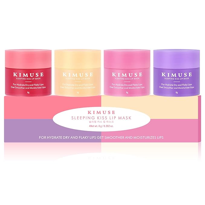 KIMUSE Lip Sleeping Mask Set - Overnight Treatment Lip Care Products | Moisturize & Nourish, Cracked Dry Lips, Intense Hydration with Shea Butter (Colorful Berries)