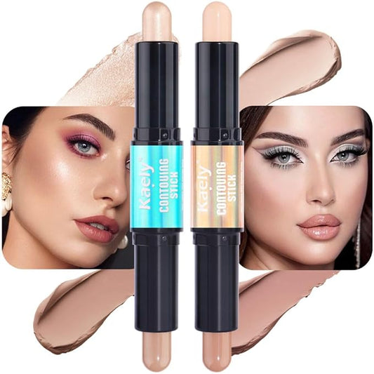 evpct 2in1 Face Shaping & Contouring Stick Cream Contour Concealer Bronzer Stick Makeup Kit for Beginner Face Highlighter Makeup Stick contorno maquillaje de maquillaje, NEW Fair + ORIGINAL Light