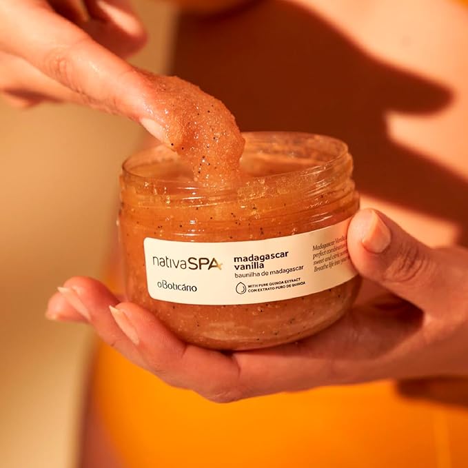 Nativa SPA by O Boticário Madagascar Vanilla Exfoliating Body Scrub, Hydrating & Anti Aging Gentle Exfoliator, 7 Ounce
