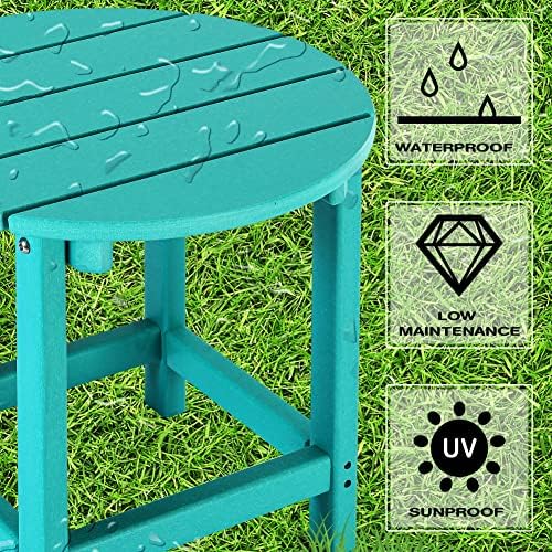 LZRS Round Adirondack Patio Side Table End Table, Outdoor Side Tables - Image 4