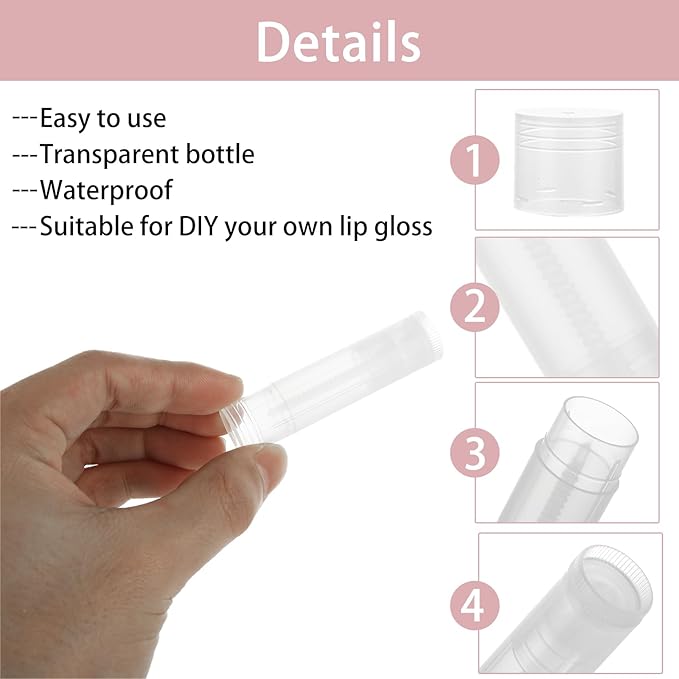 200PCS Lip Balm Tubes with Caps, Clear Lip Balm Tubes Empty Chapstick Tubes Empty Bulk for DIY Lipstick Homemade 3/16 Oz (5.5 ml)