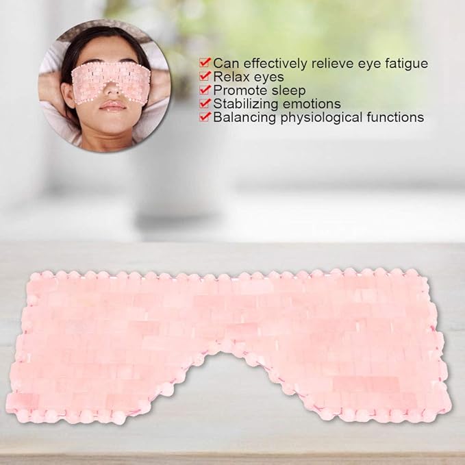 Jade Eye Mask,Jade Stone Cooling Mask,Jade Stones Anti-Aging Cooling Sleeping Eye Mask,Cold Eye Massager Eye Covers for Relief Eye Fatigue(Rose Quartz)
