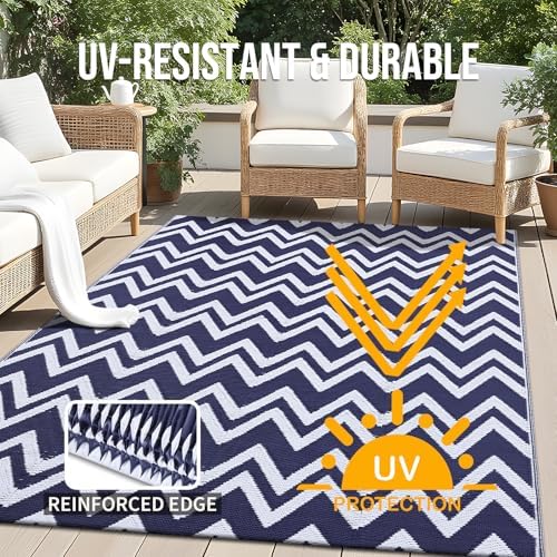 OLANLY Outdoor Rug 5x8 ft Waterproof Reversible Chevron Mat - Image 4