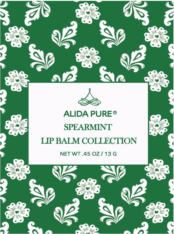Spearmint Lip Balm Collection, Vegan Lip Balm Set, Beeswax Free, with Avocado Oil, Organic Jojoba Oil, and Vitamin E, Natural Moisturizer for Dry, Chapped Lips, 3 Tube Set