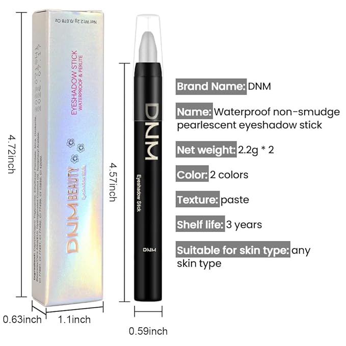 Kaely 2Pcs Cream Eyeshadow Stick Set for Eyes,Pearl White & Mocha Beige Shimmer Pen,Eye Brightener Halloween Makeup,sombras para ojos,Smooth Eye Shadow Highlighter Crayon Pencil Waterproof,01+14