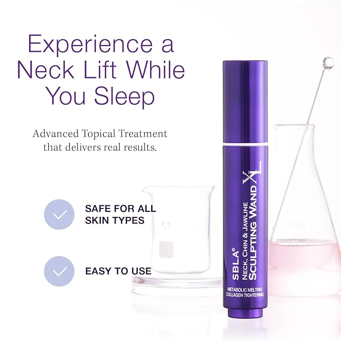 SBLA Neck, Chin & Jawline Sculpting Wand XL – Melts Neck Fat Under The Chin & Along Jowls, Lifts & Sculpts The Entire Area & Reduces Lines, Boosts Collagen Production