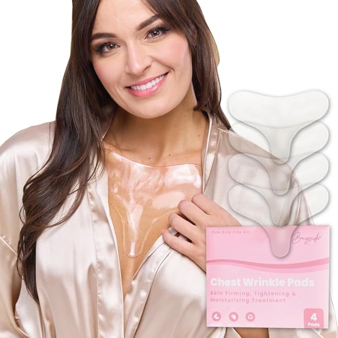 Chest Wrinkle Patches Reusable | Anti-Aging Patches for Fine Lines | Long-Lasting Wrinkle Pads for a Youthful Appearance | Skin-Safe Chest Care Solution | Includes 4 Durable Pads for a Smooth Look 4ct