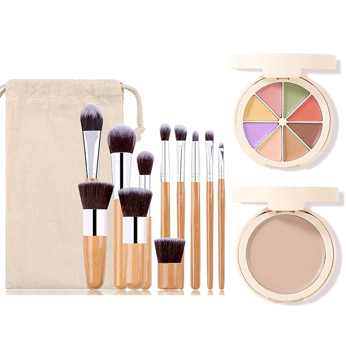 Professional Makeup Cream Contour Palette, Joyeee 8 Colours Concearler Full Coverage & Makeup Brush Set Contour Concearler Palette Contouring Face Make Up Gift for Women Girls