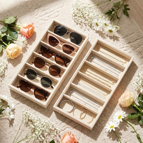 2 Pack Sunglass Drawer Organizer, 6 Grid Velvet Glasses Tray, Eyeglasses - Image 4