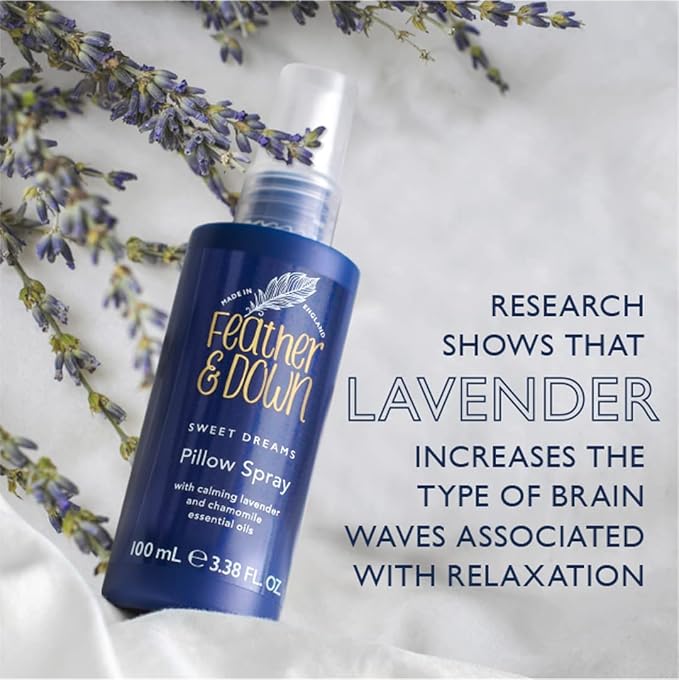 Feather & Down Straight to Sleep Gift Set: 50ml Pillow Spray & 50ml Body Lotion, The Perfect Sleep Duo, Infused with Lavender & Chamomile Essential Oils, Vegan & Cruelty Free