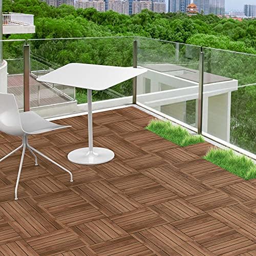 Topeakmart 12x12in Interlocking Wood Deck Tiles 11PCS Flooring - Image 3