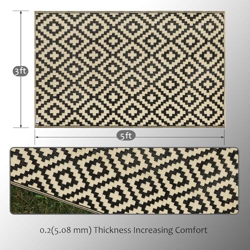 SAND MINE Reversible Mats, Plastic Straw Rug, Modern Area Rug, Large Floor Mat - Image 2
